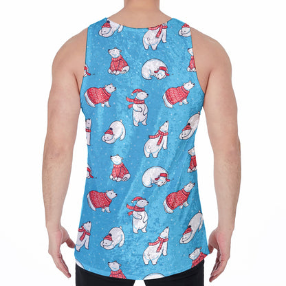 Xmas Polar Bear Pattern Print Men's Velvet Tank Top