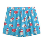 Xmas Polar Bear Pattern Print Mesh Shorts
