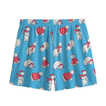 Xmas Polar Bear Pattern Print Mesh Shorts