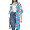 Xmas Polar Bear Pattern Print Open Front Beach Cover Up