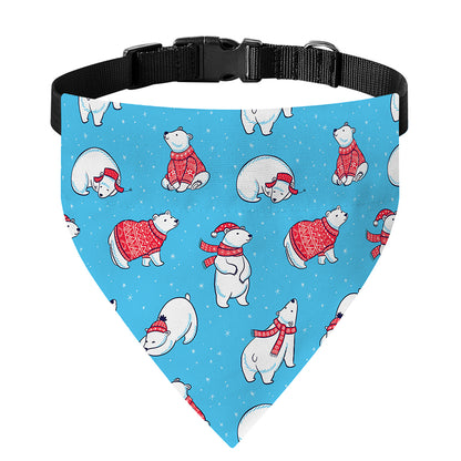 Xmas Polar Bear Pattern Print Over The Collar Dog Bandana