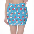 Xmas Polar Bear Pattern Print Pencil Mini Skirt