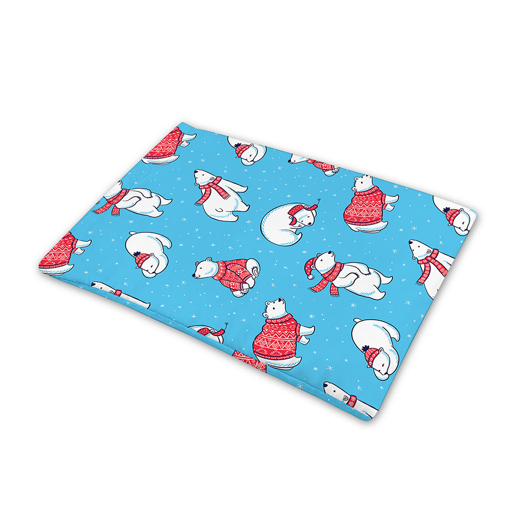 Xmas Polar Bear Pattern Print Pet Cooling Mat Cover