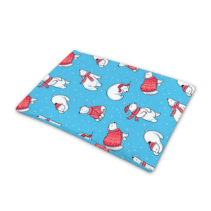 Xmas Polar Bear Pattern Print Pet Cooling Mat Cover