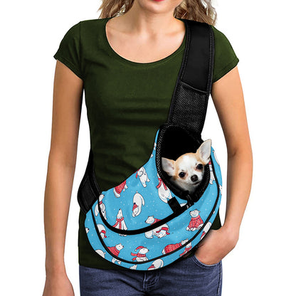 Xmas Polar Bear Pattern Print Pet Sling Carrier