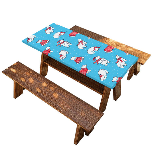 Xmas Polar Bear Pattern Print Picnic Table Cover