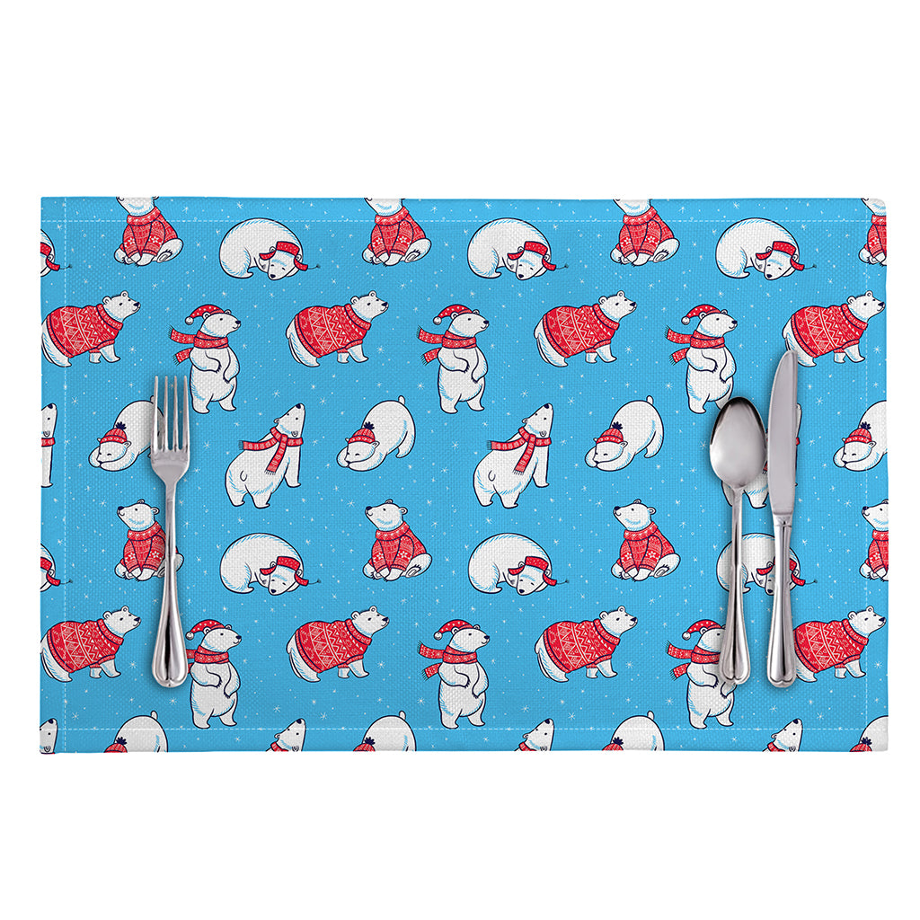 Xmas Polar Bear Pattern Print Placemat
