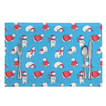 Xmas Polar Bear Pattern Print Placemat
