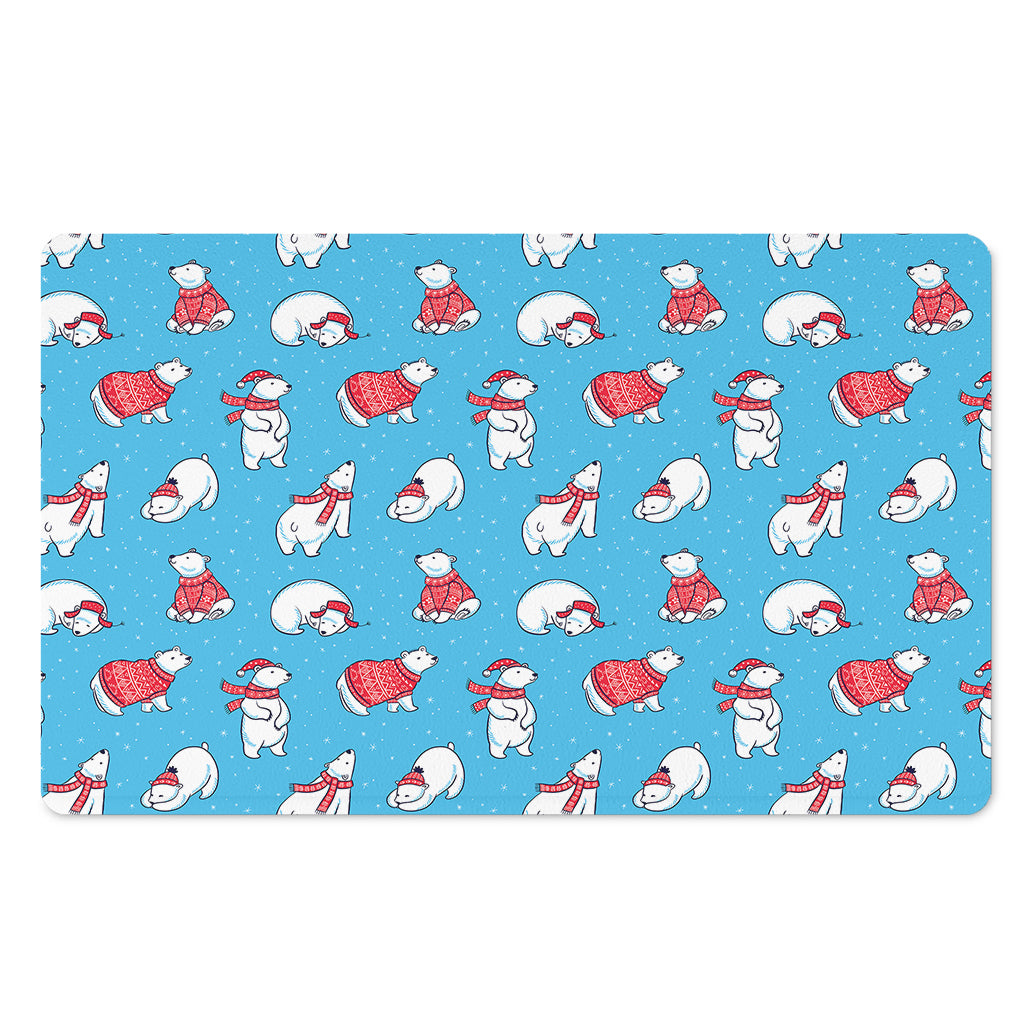 Xmas Polar Bear Pattern Print Polyester Doormat