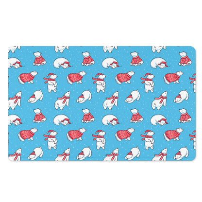 Xmas Polar Bear Pattern Print Polyester Doormat