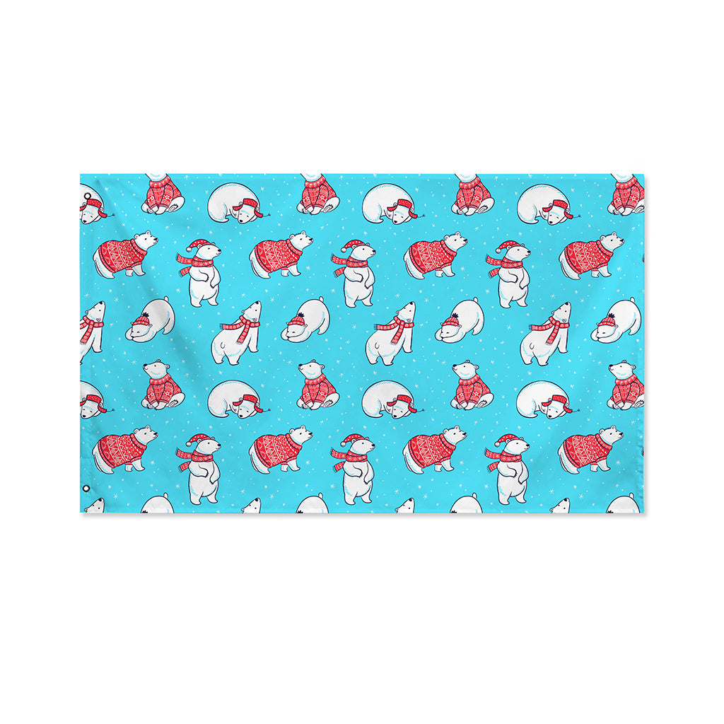 Xmas Polar Bear Pattern Print Polyester Flag