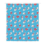 Xmas Polar Bear Pattern Print Polyester Shower Curtain