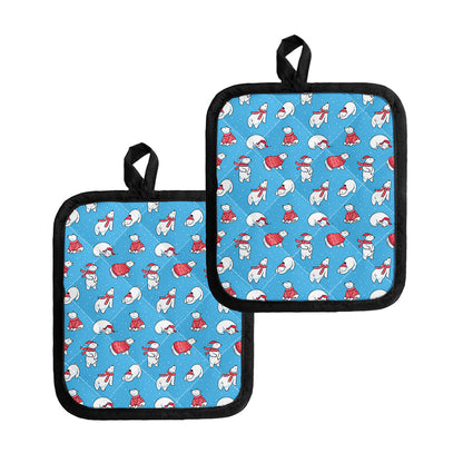 Xmas Polar Bear Pattern Print Pot Holders