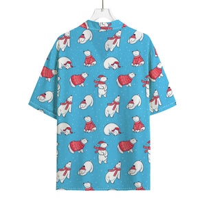 Xmas Polar Bear Pattern Print Rayon Hawaiian Shirt