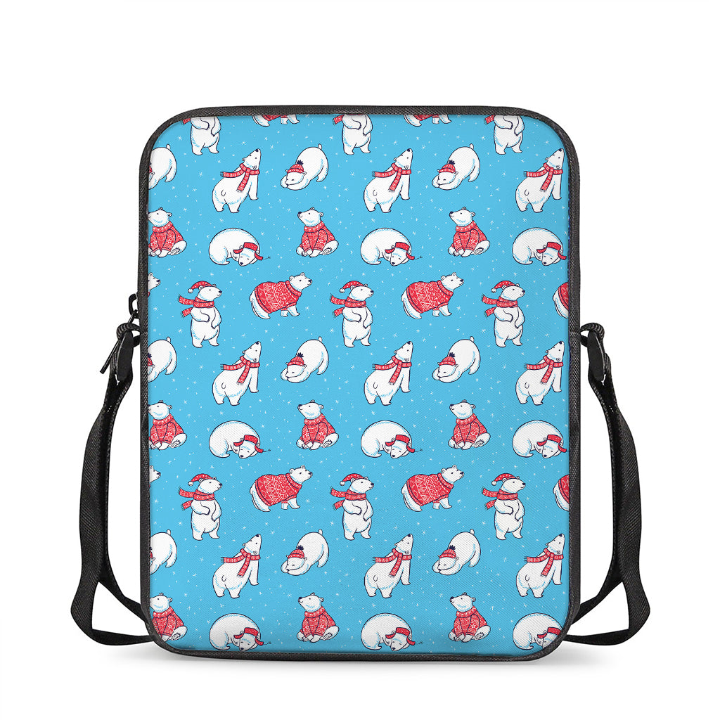 Xmas Polar Bear Pattern Print Rectangular Crossbody Bag