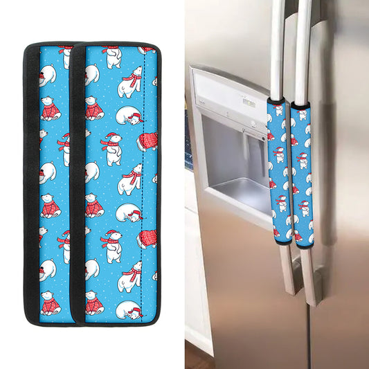Xmas Polar Bear Pattern Print Refrigerator Handle Covers