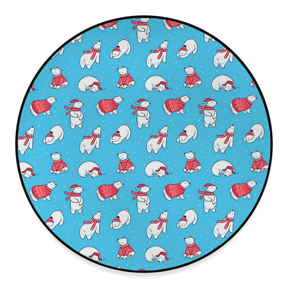 Xmas Polar Bear Pattern Print Round Floor Mat