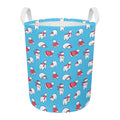 Xmas Polar Bear Pattern Print Round Laundry Basket