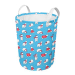 Xmas Polar Bear Pattern Print Round Laundry Basket