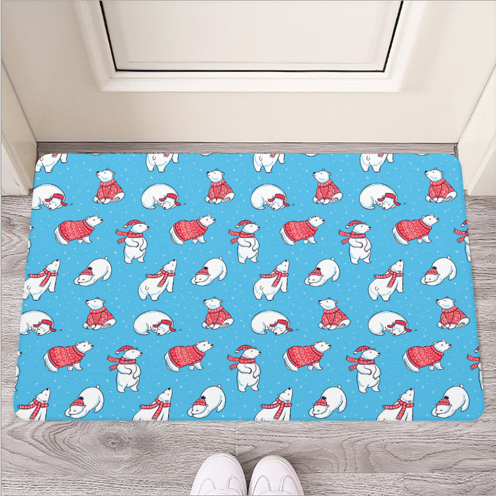 Xmas Polar Bear Pattern Print Rubber Doormat