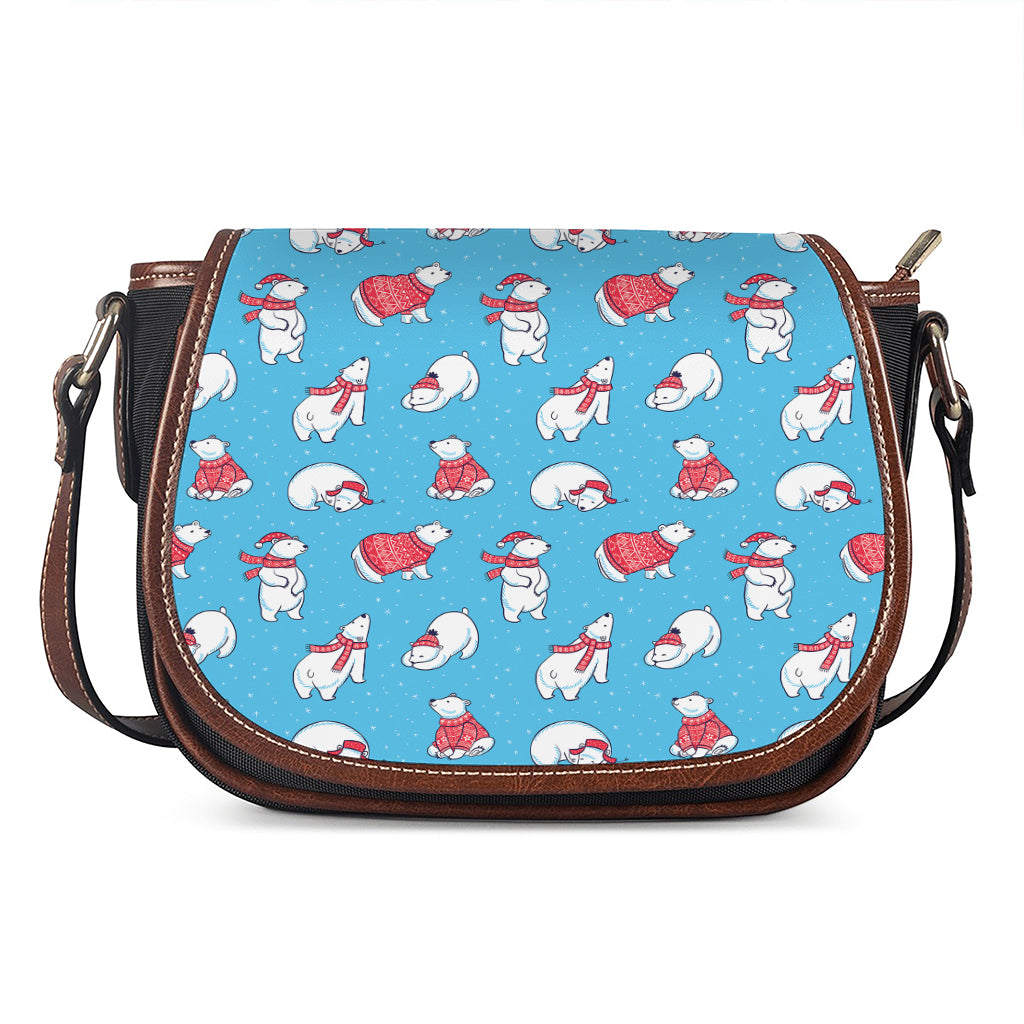 Xmas Polar Bear Pattern Print Saddle Bag