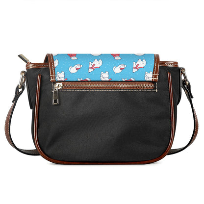Xmas Polar Bear Pattern Print Saddle Bag