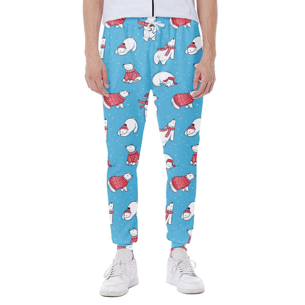Xmas Polar Bear Pattern Print Scuba Joggers