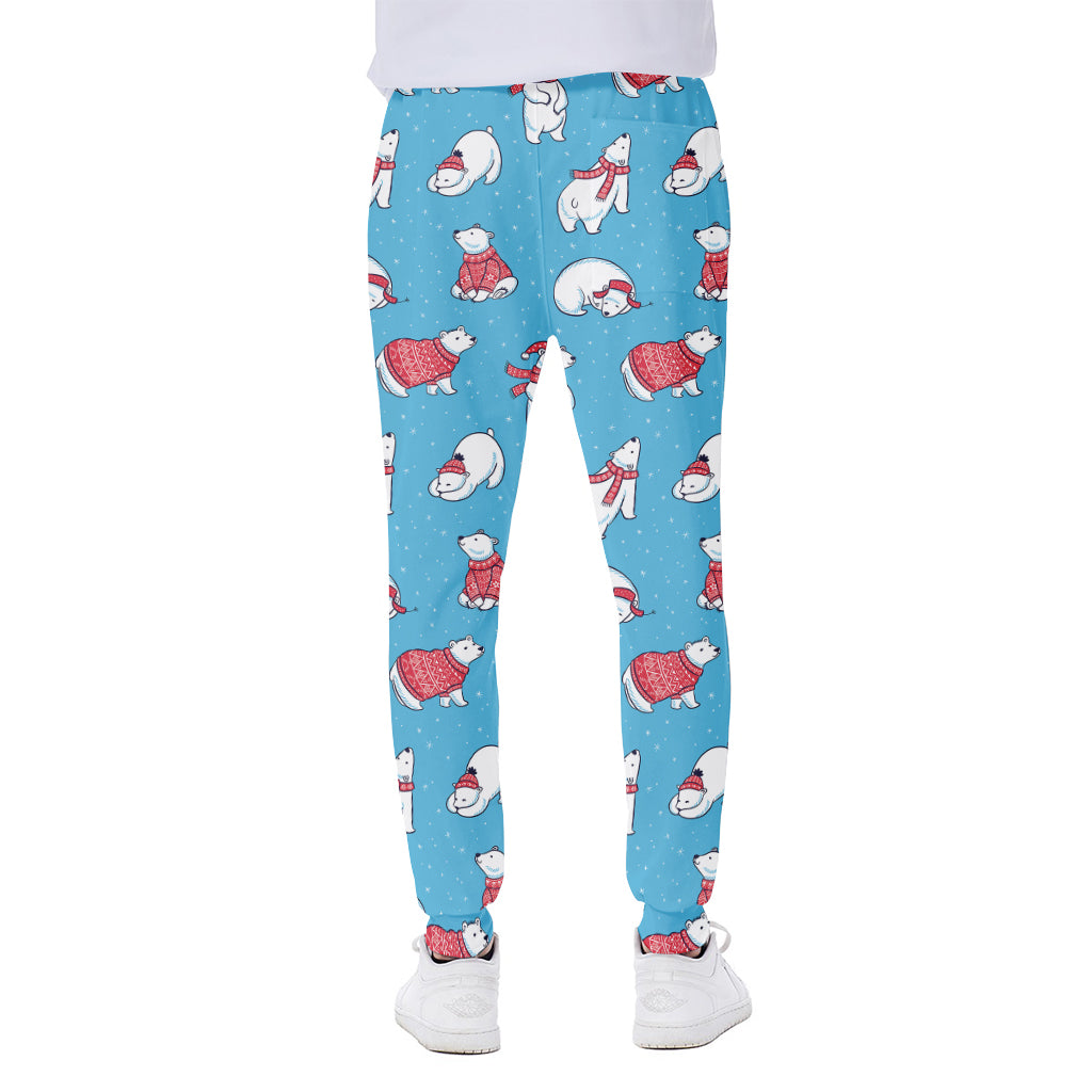 Xmas Polar Bear Pattern Print Scuba Joggers