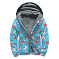 Xmas Polar Bear Pattern Print Sherpa Lined Zip Up Hoodie