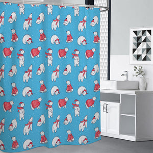 Xmas Polar Bear Pattern Print Shower Curtain