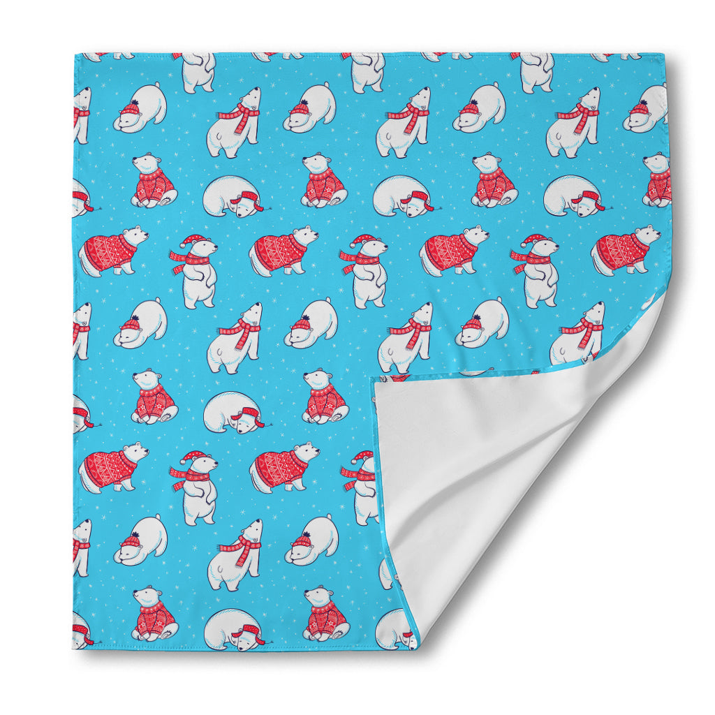 Xmas Polar Bear Pattern Print Silk Bandana