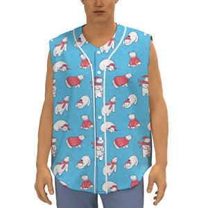 Xmas Polar Bear Pattern Print Sleeveless Baseball Jersey