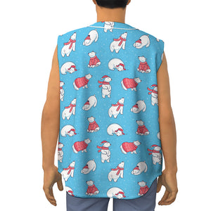 Xmas Polar Bear Pattern Print Sleeveless Baseball Jersey