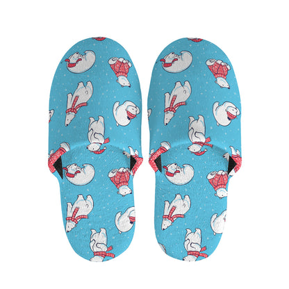 Xmas Polar Bear Pattern Print Slippers