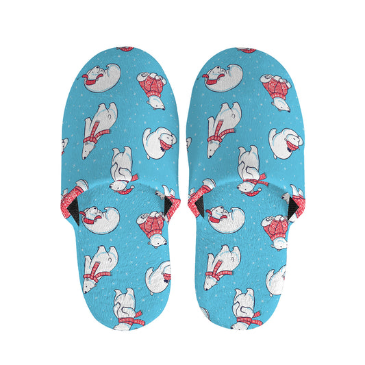 Xmas Polar Bear Pattern Print Slippers