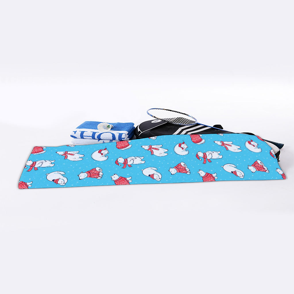 Xmas Polar Bear Pattern Print Sports Towel