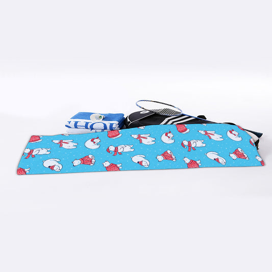 Xmas Polar Bear Pattern Print Sports Towel