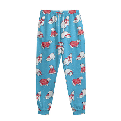 Xmas Polar Bear Pattern Print Sweatpants