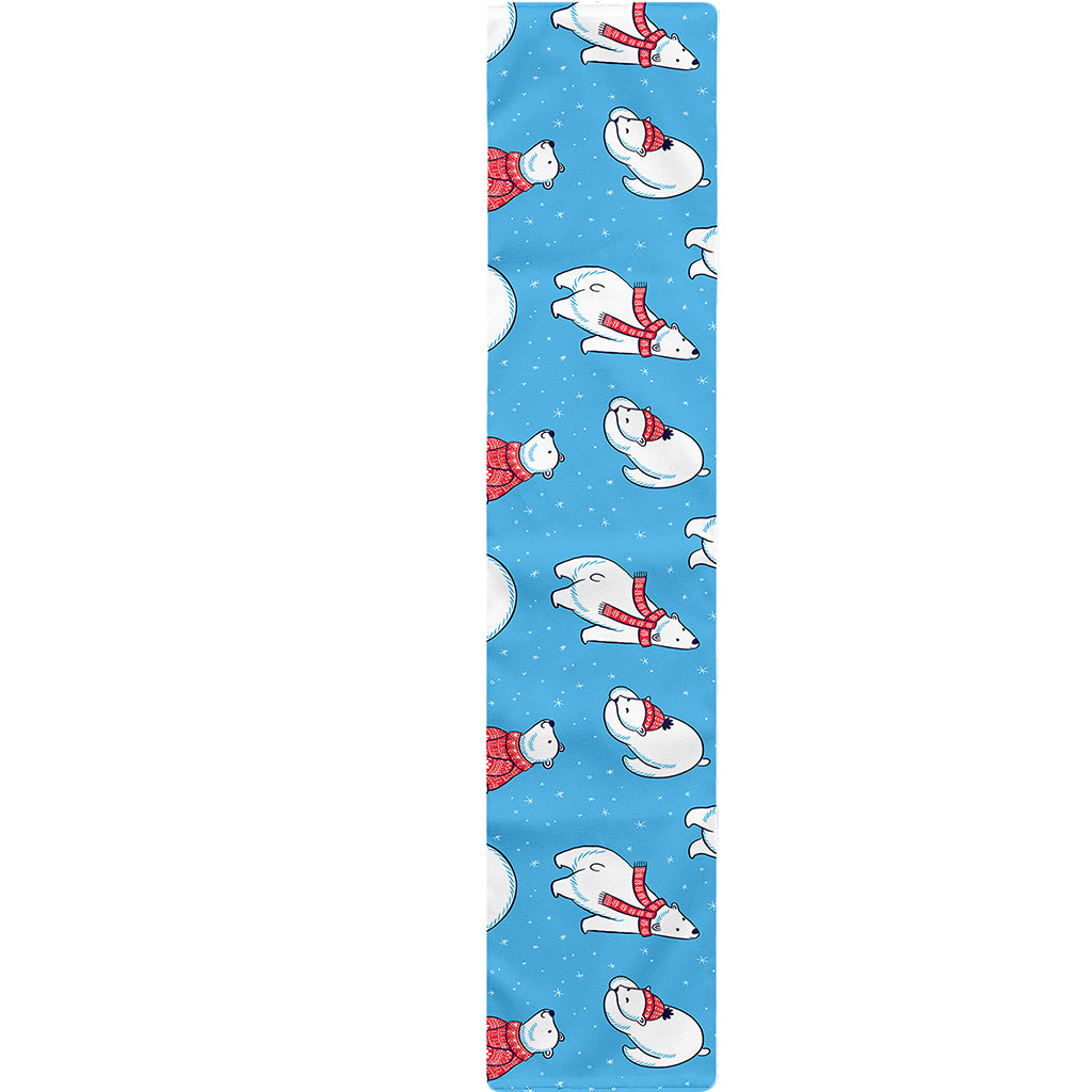 Xmas Polar Bear Pattern Print Table Runner