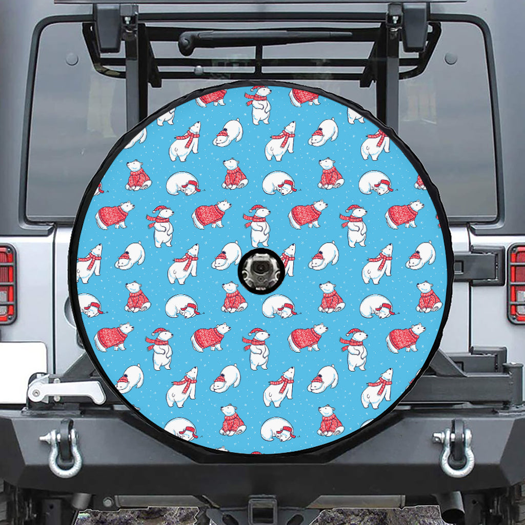 Xmas Polar Bear Pattern Print Tire Cover With Camera Hole