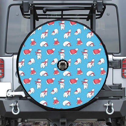 Xmas Polar Bear Pattern Print Tire Cover With Camera Hole