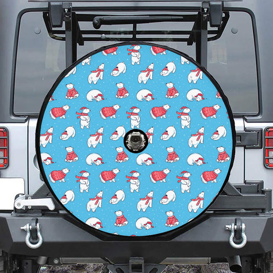 Xmas Polar Bear Pattern Print Tire Cover With Camera Hole
