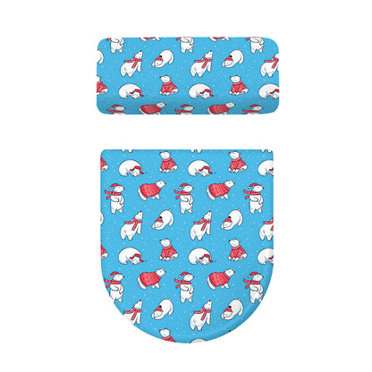 Xmas Polar Bear Pattern Print Toilet Lid And Tank Cover Set