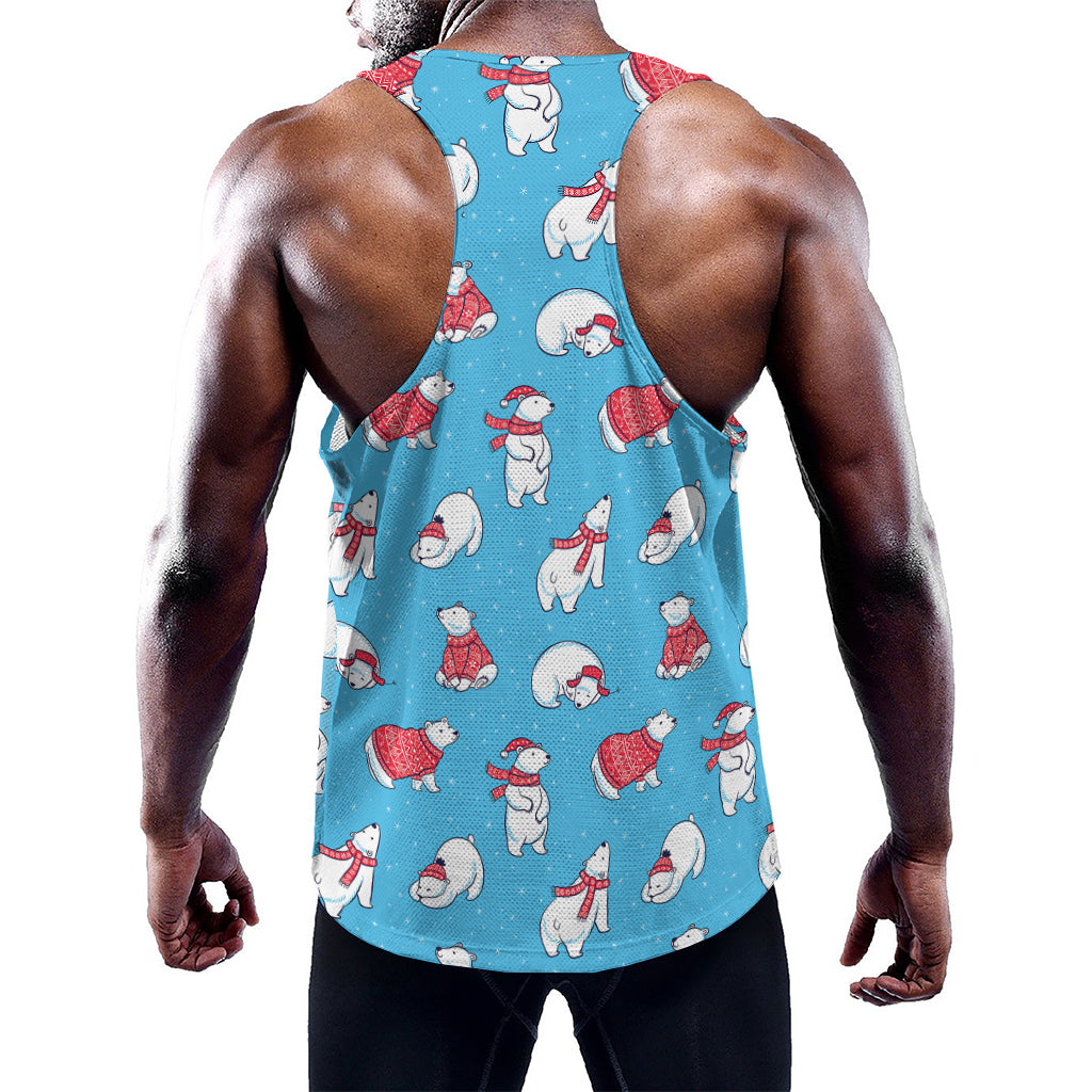 Xmas Polar Bear Pattern Print Training Tank Top