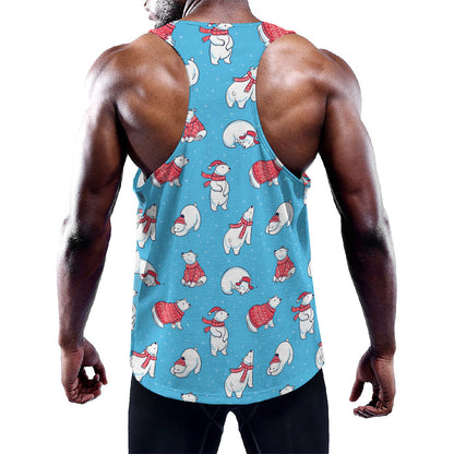 Xmas Polar Bear Pattern Print Training Tank Top