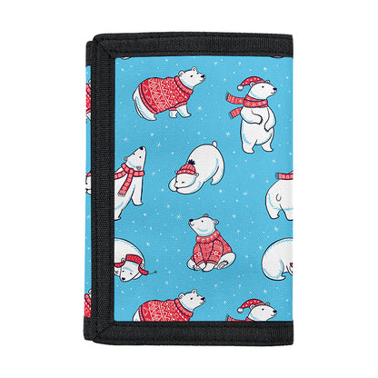Xmas Polar Bear Pattern Print Trifold Wallet