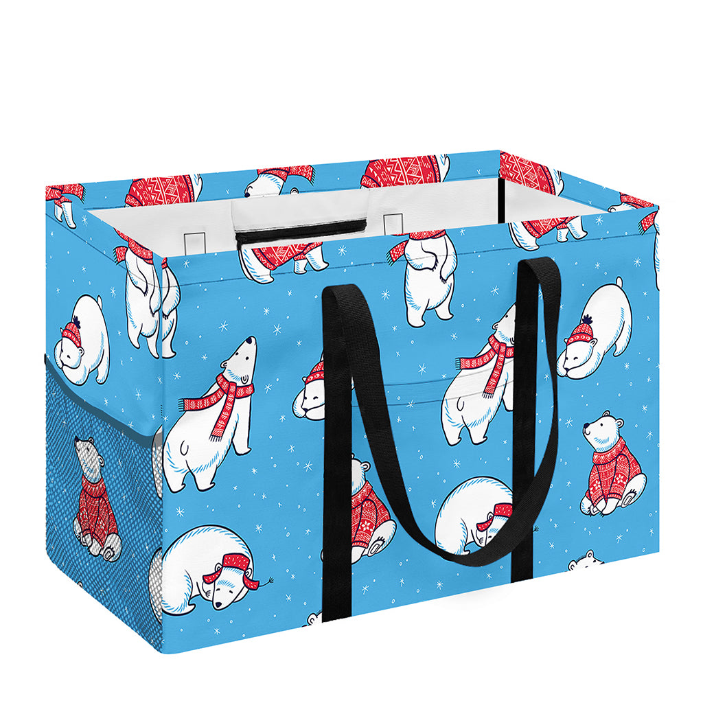 Xmas Polar Bear Pattern Print Utility Tote Bag