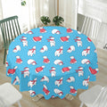 Xmas Polar Bear Pattern Print Waterproof Round Tablecloth