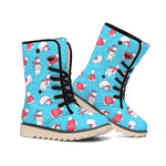 Xmas Polar Bear Pattern Print Winter Boots