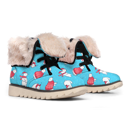 Xmas Polar Bear Pattern Print Winter Boots